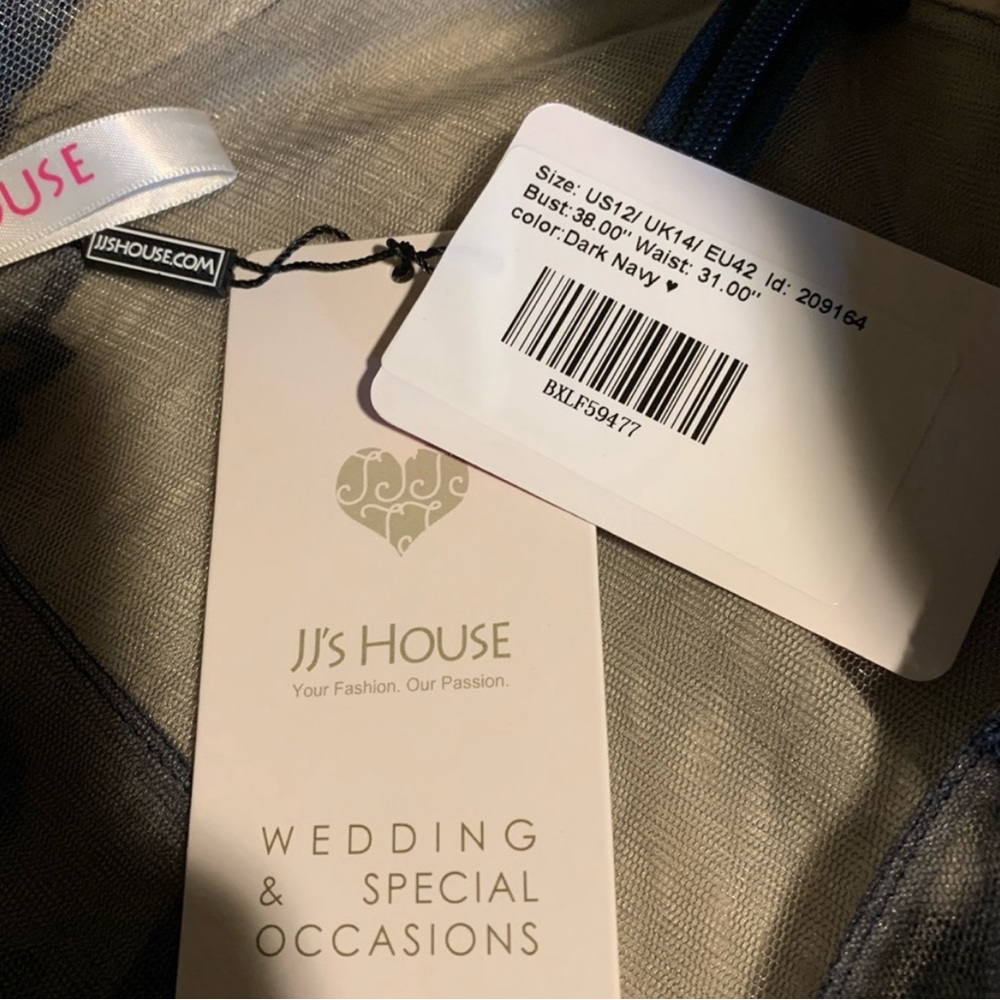 JJ’s House NWT Navy Chiffon Floor Length Formal Dress - Picture 5 of 8